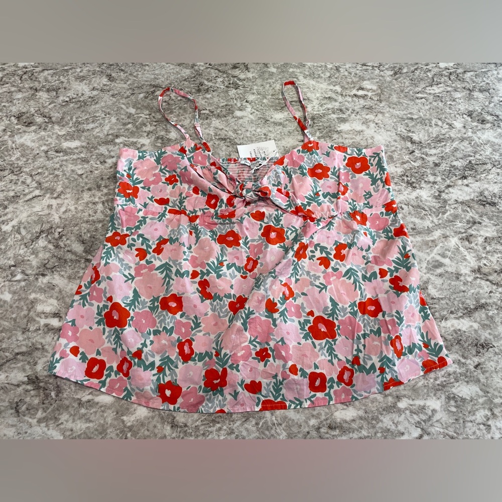 NWT Free Assembly Tank Top Flowered Pink Size XL